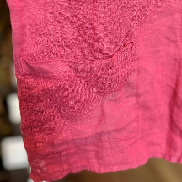 Francesca Bettini Linen Short Sleeve Lightweight Breezy Blouse Cranberry Size S - Picture 5 of 8